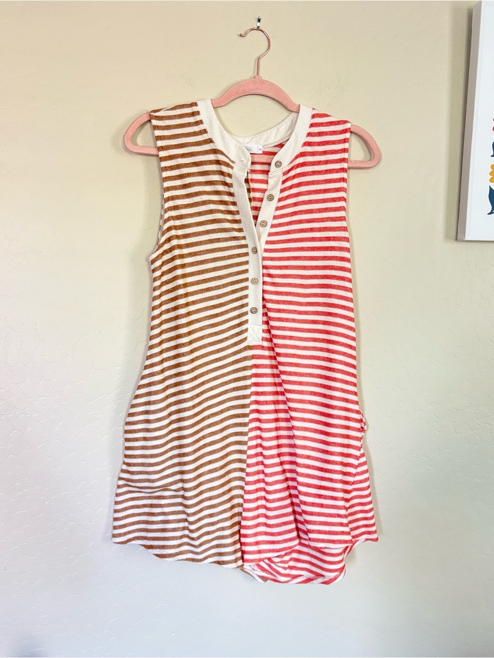Talulah Striped Terry Romper Colorblock Boho Beach Whimsy Retro Two-Tone M